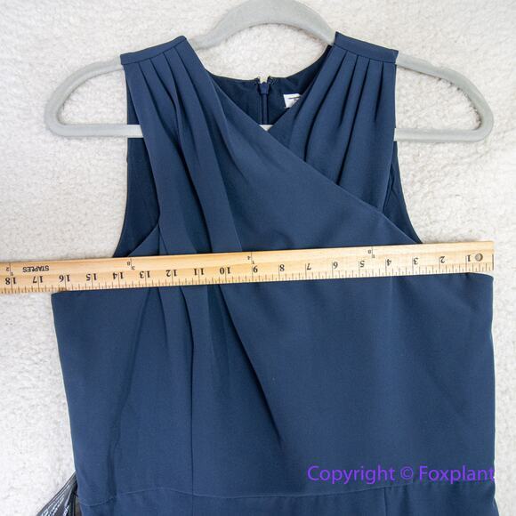 New!‎ Kay Unger Talia Column Gown navy blue, women size 10 - Picture 8 of 16